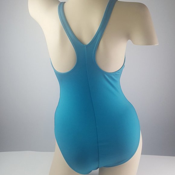 swimsuit with cap blue with touch of silver on front, size M - Picture 5 of 11